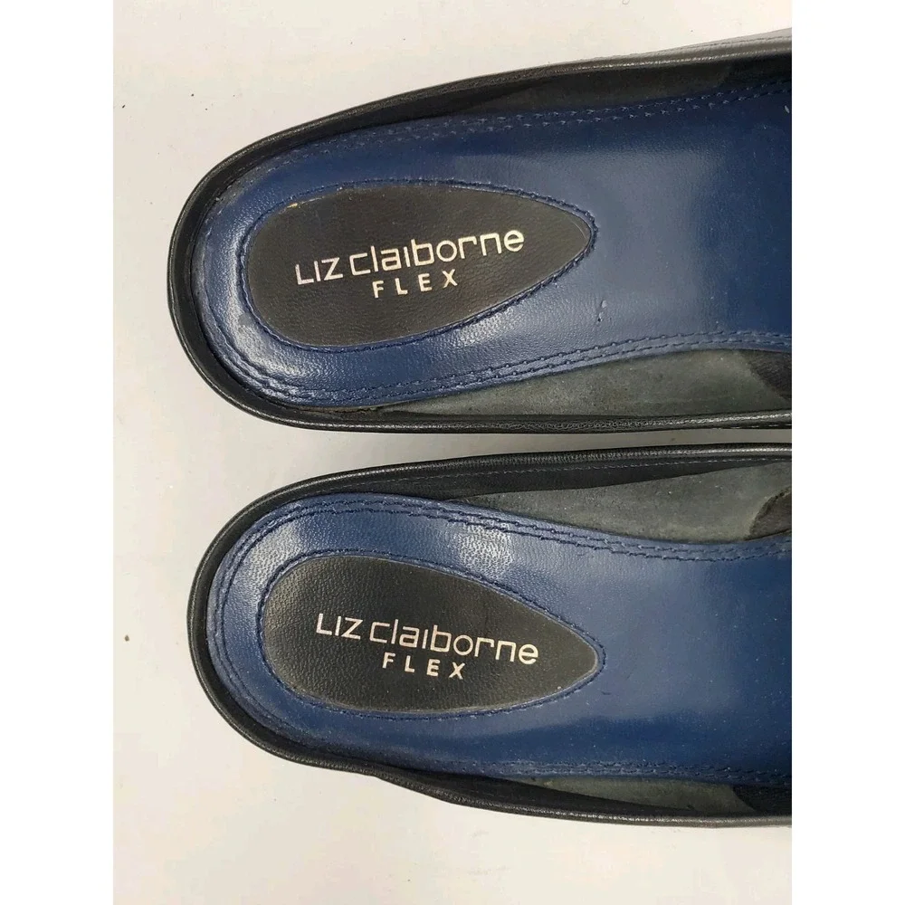 LIZ CLAIBORNE Flex Alicia Slip on Mules US 6M Blue Vintage Flats Fast Ship